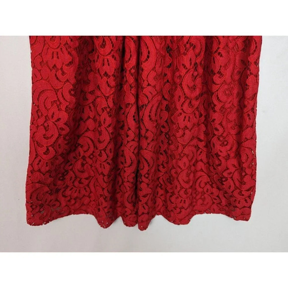 Anthropologie Moulinette Soeurs 4 Jaeda Red Floral Lace Wide-Leg Jumpsuit Crop - Picture 14 of 16